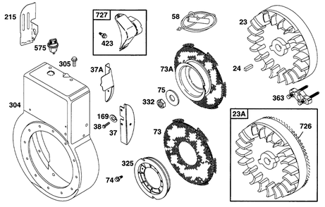 Blower Hsg,flywheels,screens Diagram and Parts List for 195431-2234-XX  Briggs and Stratton Engine